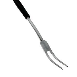 Vintage Ekco USA 2 Prong Carving Meat Fork Chromium Plate Black Handle 11.5"